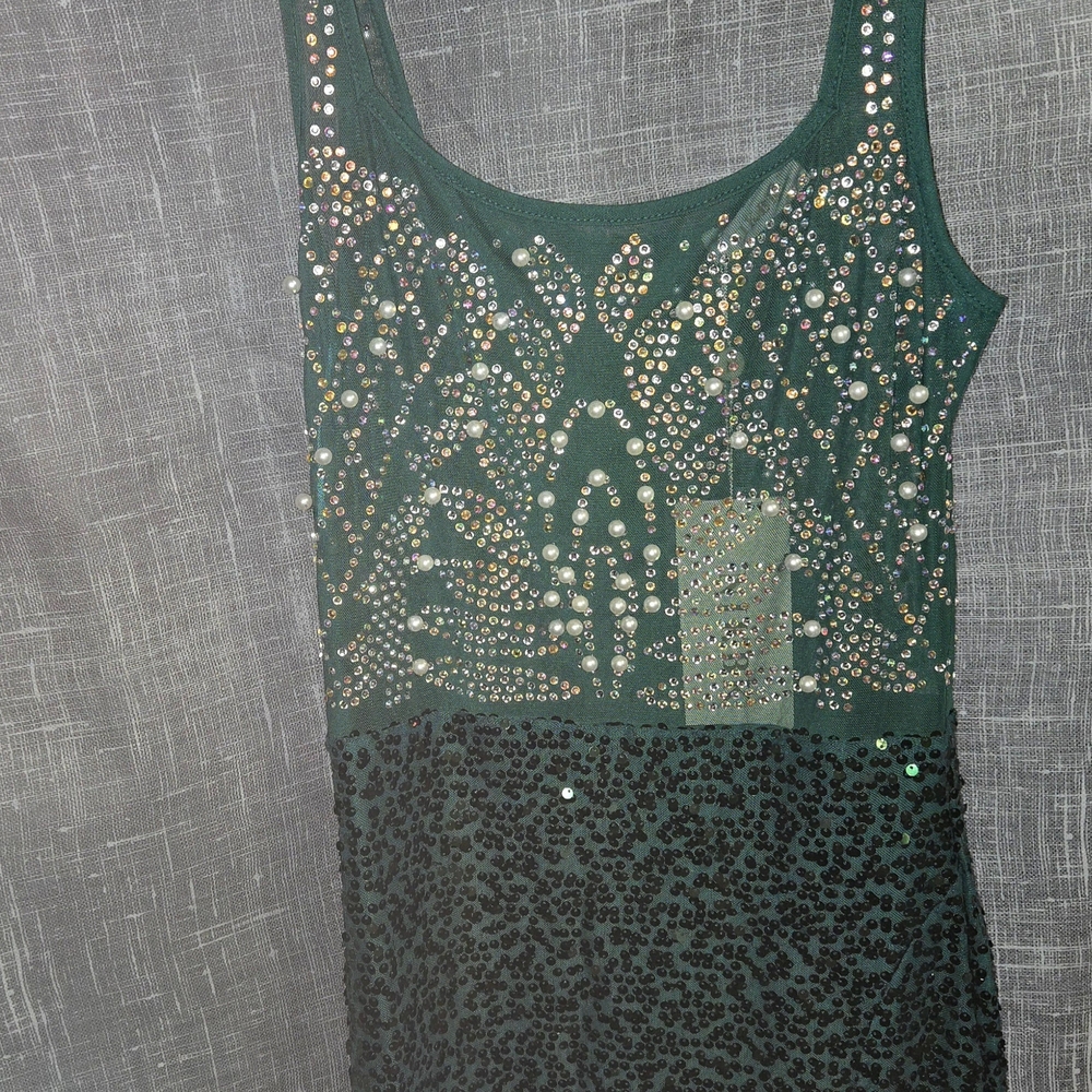 Green Embellished Sleeveless Dress
